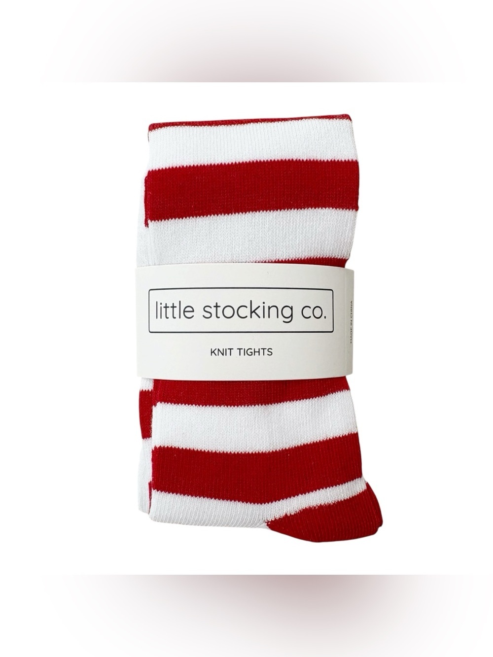 NWT Little Stocking Co. Red & White Knit Tights Peppermint Stripe 6-12 months